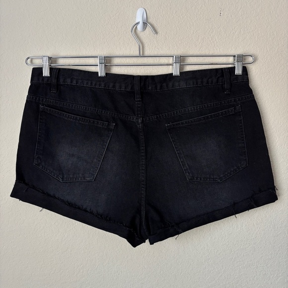 Asos 14 Tall Gray Black Rolled Hem Denim Jean Shorts - Picture 6 of 9